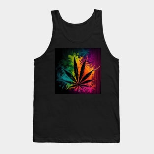 Cosmic Pot Leaf Splatter Paint Tank Top